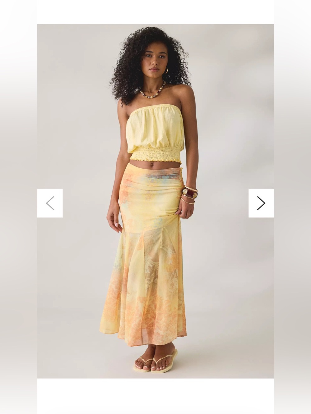 Kimchi Blue Yellow Watercolor Print Maxi Skirt - Picture 2 of 10